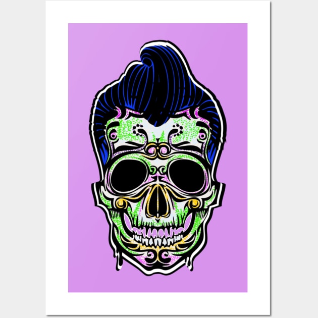 Sugar Skull Rockabilly Wall Art by KramerArt